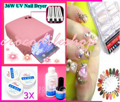 Kit manichiura lampa uv set unghii false cu gel topcoat degresant foto