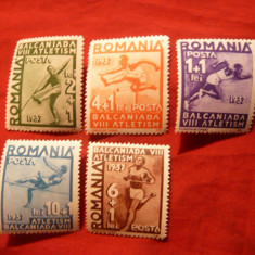 Serie -Jocurile Balcanice 1937 -Romania , 5 val.