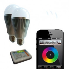 Bec inteligent (lumina alba)+telecomanda+mini-router pt. comanda prin smartphone foto