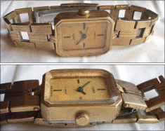 ceas vintage dama ZARIA, placat cu aur de 22K, anii 70 foto