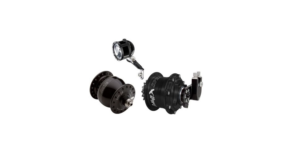 Butuc ROHLOFF SPEEDHUB 500/14+Dinam SON DELUXE+Far SON EDELUX LED NEGRE ...