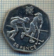 1976 MONEDA - MAREA BRITANIE - 50 PENCE - anul 2011 (hochei pe iarba)-OLIMPIADA DE LA LONDRA -starea care se vede foto