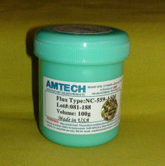 Pasta Flux Amtech NC-559-ASM, Made in USA (holograma AMTECH), 100g. pentru reballing, soldering foto