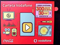 CARTELA VODAFONE COCA COLA EDITIE 2013 CU DOAR 9.90 LEI ,300 DE MINUTE IN RETEA + 30 MB INTERNET PE MOBIL VALABIL 1 LUNA foto