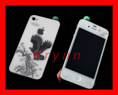 I22 - Folie Sticker de protectie - 3D SKIN - Apple iPhone 4G 4S - fata spate, full body kitt, Silver eagle - TRANSPORTUL ESTE 2 LEI PT AVANS! foto