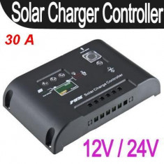 REGULATOR SOLAR CONTROLLER solar. Regulator de incarcare panouri solare FOTOVOLTAICE 12v/24v -30A. foto