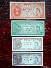 Hong Kong 1 Cent, 1 Cent, 5 Cents, 10 Cents 1961 -Regina Elisabeta II- UNC!!! foto