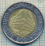 2104 MONEDA - ITALIA - 500 LIRE - anul 1996- iNSTITUTUL NATIONAL DE STATISTICA -1926-1996 -starea care se vede