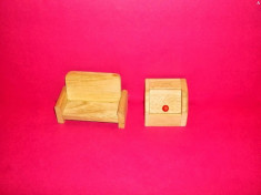 accesorii pentru papusi barbie canapea cu cufar din lemn foto
