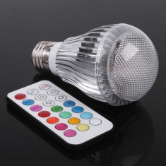 2 modele - Bec Economic multicolor led cu telecomanda - 16 culori diferite - 9 w - FACTURA SI GARANTIE 12 luni foto