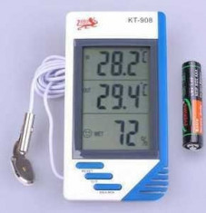 LIVRARE CARGUS - Termometru Higrometru Digital / termohigrometru / ceas calendar alarma temperatura interioara / exterioara foto