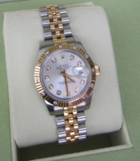 LADIES ROLEX OYSTER PERPETUAL DATEJUST TWO-TONE 18K GOLD DIAMOND foto