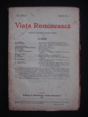 REVISTA VIATA ROMANEASCA - REVISTA LITERARA SI STIINTIFICA - AUGUST, SEPTEMBRE NO 8, 9 - 1927 ANUL XIX foto
