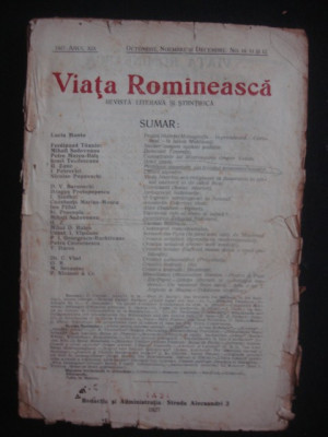 Revista Viata Romaneasca, anul XIX, nr. 10, 11, 12, Octombrie, Noiembrie... 1927 foto