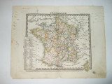 Harta Gravura color Franta 1853