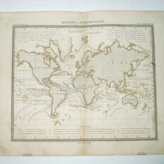 Harta Gravura color Curentii Maritimi 1853