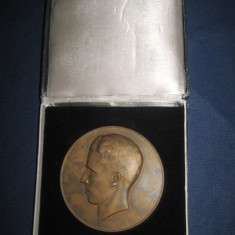 Medalia de bronz Belgia veche: KING Baudouin V. BELGIA medaliat "CARLOS VAN DIONANT".