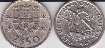Portugalia 2.50 escudos 1981 foto