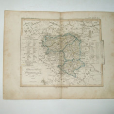 Harta Gravura color Steiermark 1853
