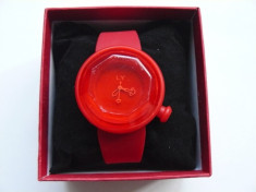 CEAS DAMA &amp;quot;LY&amp;quot; RED SILICONE ,QUARTZ,CUTIE CEAS SI BATERIE DE REZERVA foto