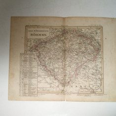 Harta Gravura color Boemia- Cehia 1853