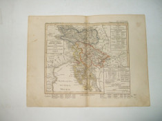 Harta Gravura color Carintia si Slovenia 1853 foto