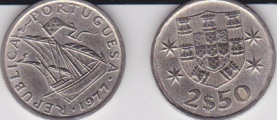 Portugalia 2.50 escudos 1977 foto
