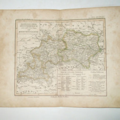 Harta Gravura color Austria 1853