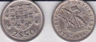 Portugalia 2.50 escudos 1974 foto