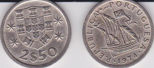 Portugalia 2.50 escudos 1974