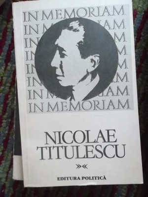 IN MEMORIAM NICOLAE TITULESCU foto