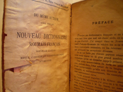 FR.DAME - NOUVEAU DICTIONAIRE FRANCAIS-ROUMAIN -PARIS, 3 AVRIL 1900 foto