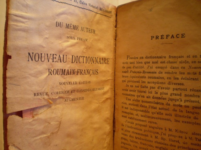 FR.DAME - NOUVEAU DICTIONAIRE FRANCAIS-ROUMAIN -PARIS, 3 AVRIL 1900