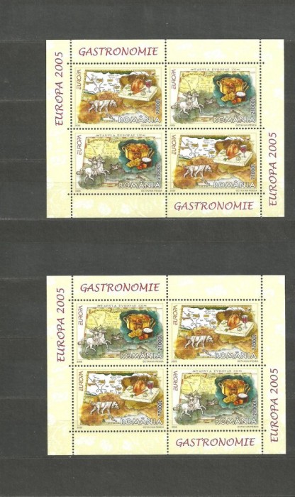 Romania 2005 - GASTRONOMIE EUROPA CEPT, perechi de blocuri de 4 MNH, K103
