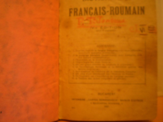 CONST. SAINEANU - DICTIONNAIRE FRANCAIS - ROUMAIN , IMPRIMERIA - CARTEA ROMANEASCA - BUCURESTI - 1921.