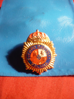 Insigna veche -Politie - Spania , mica , h=2 cm , in etui foto