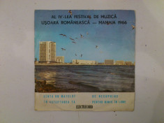 Disc vinil vinyl pick-up MIC Electrecord Doina Badea AL IV LEA FESTIVAL DE MUZICA USOARA ROMANEASCA Sile Dinicu Minulescu Felea Imre 1966 45-EDC 772 foto