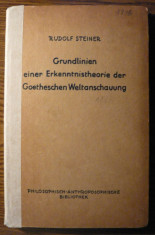 Carte - Rudolf Steiner - Grundlinien einer Erkenntnistheorie der Goetheschen Weltanschauung foto