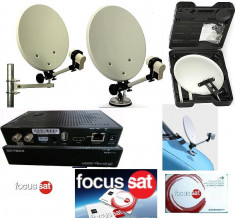 ANTENA SATELIT AUTO,TIR,RULOTA,CAMPING-ALIMENTARE 12V/220V-compatibil focus sat/freesat foto