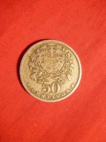 Moneda 50 Centavos 1944 Portugalia , Cu-Nichel , cal.Buna