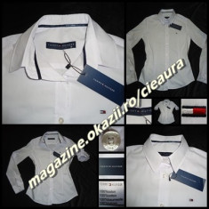 CAMASA ALBA DAMA FIRMA BRAND TOMMY HILFIGER 100% BUMBAC FIN ALB IMACULAT SLIM FIT CAMBRATA MANECA LUNGA SCURTA COLECTIE NOUA CAMASI FEMEI foto