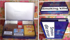 5 cutii metalice pentru tigarete, de colectie sau pt colectat maruntisuri foto