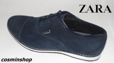 Pantofi ZARA 100% Piele Intoarsa Model NOU de Sezon - Negru / Bleumarin !!! foto