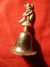 Clopotel cu ornament dracusor , bronz ,h= 9,4 cm foto