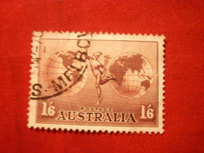 Timbru 1 Shilling si 6 pence brun Australia 1937 , stampilat foto