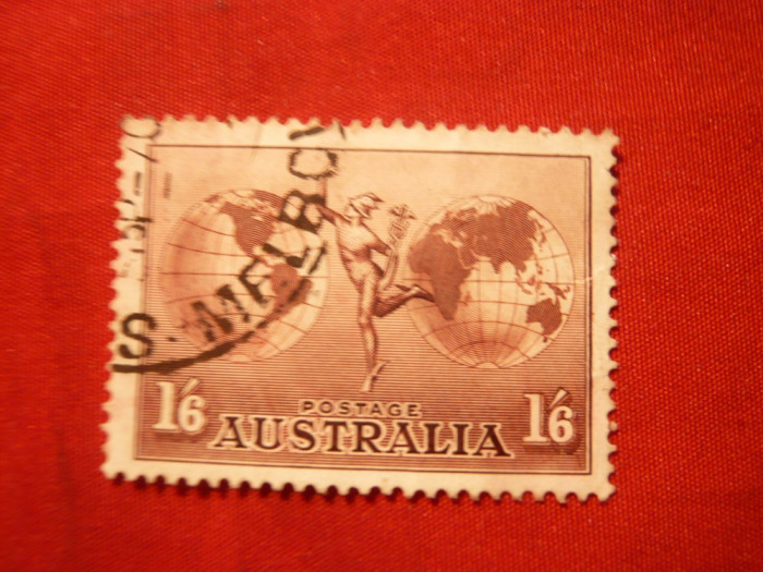 Timbru 1 Shilling si 6 pence brun Australia 1937 , stampilat