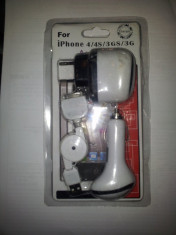 Incarcator , alimentator Iphone 4 /4S /3G /3GS : cablu de date,adaptor auto,incarcator priza ! Compatibil ! Produs foarte bun ! foto