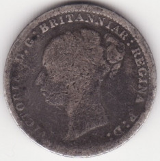 Moneda - Regatul Unit al Marii Britanii si Irlandei - 3 Pence 1885 - Victoria - primul portret - monede Maundy - argint foto