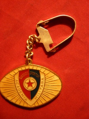 Breloc vechi Asociatia Sportiva Academia Militara , metal si email , L= 4 cm foto