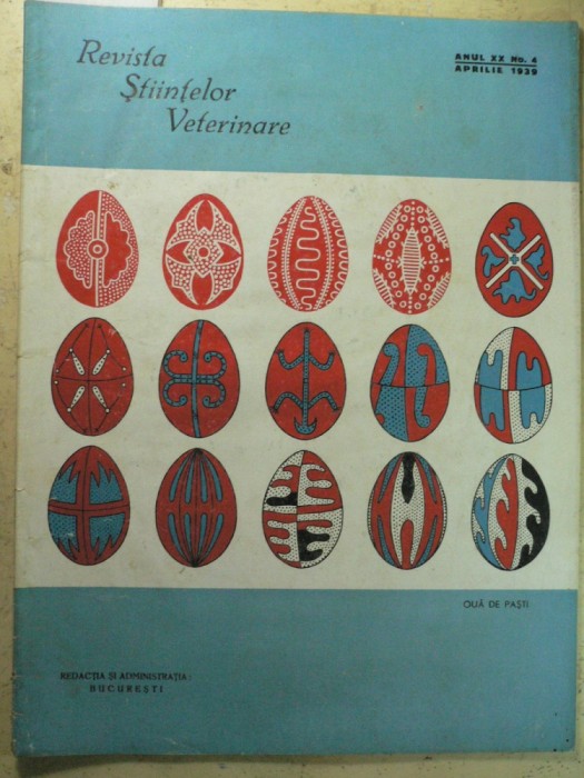 REVISTA STIINTELOR VETERINARE - NR 4 / 1939 - INSTITUTUL MARVAN BUCURESTI